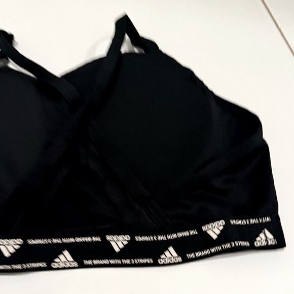 Adidas Womens Light Support 3 Stripe Sports Bra Size  Color Black/ White, bra - Picture 8 of 12